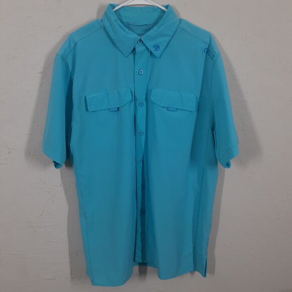 Gillz Adult Men's L Blue Short Sleeve Vented Fishing Shirt Breathable Outdoor - Picture 1 of 9